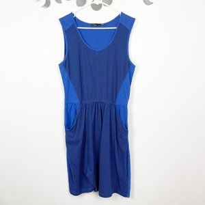 Prana Blue and Black Cotton Dress with Pockets